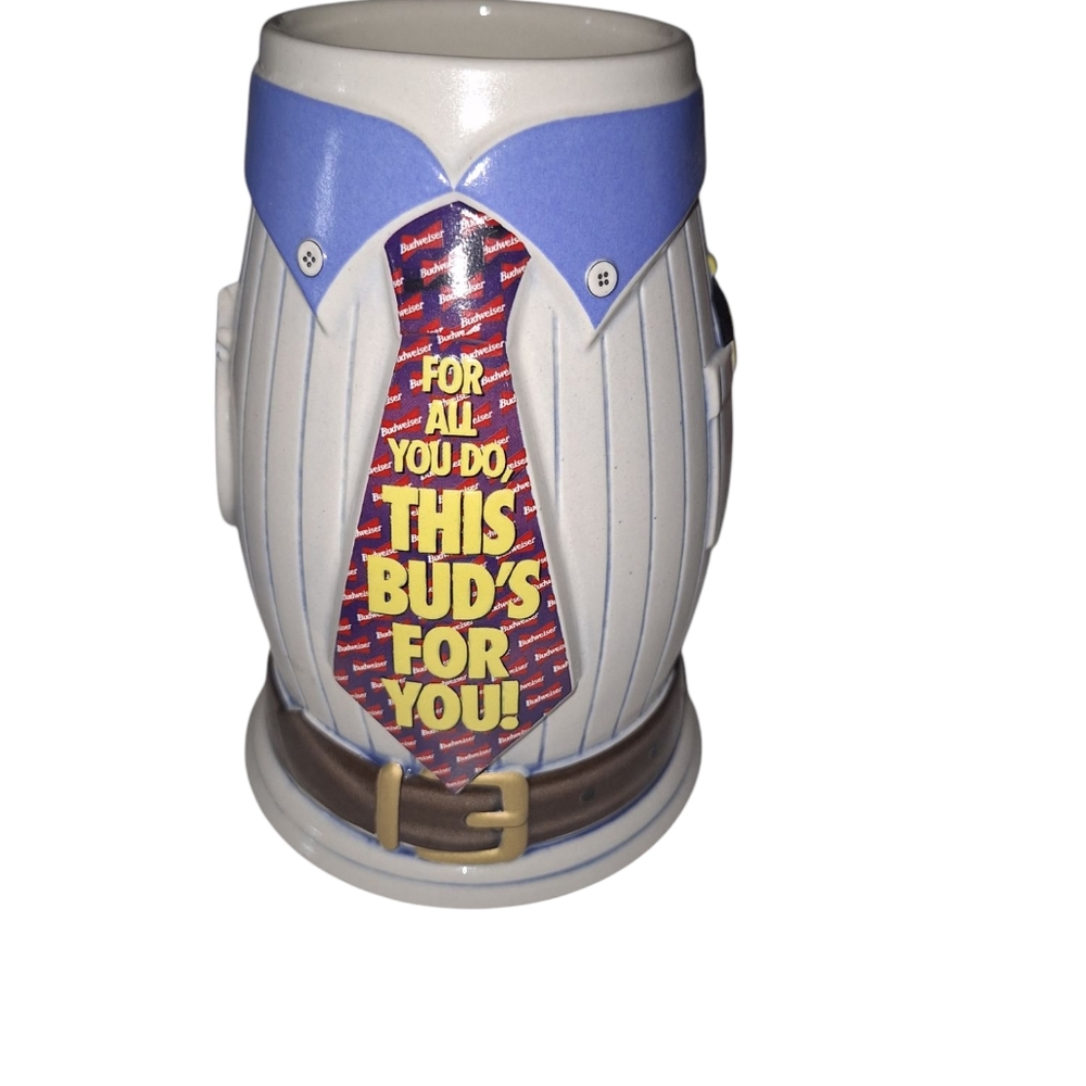 Budweiser Ceramic Beer Stein with Tie Design